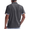 thumbnail image 2 of Blusa y camisa de manga corta con cuello vuelto para hombre, informal, de verano, con cuello en V y retazos, de manga corta, de poliéster, 2 of 4