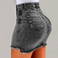 thumbnail image 2 of YUEJUIR Midi Skirt Women Fashion Summer Short Jeans Denim Female Pockets Wash Denim Mini Skirts Wrap Skirt Casual Skirts For Women (Gray,XL), 2 of 5