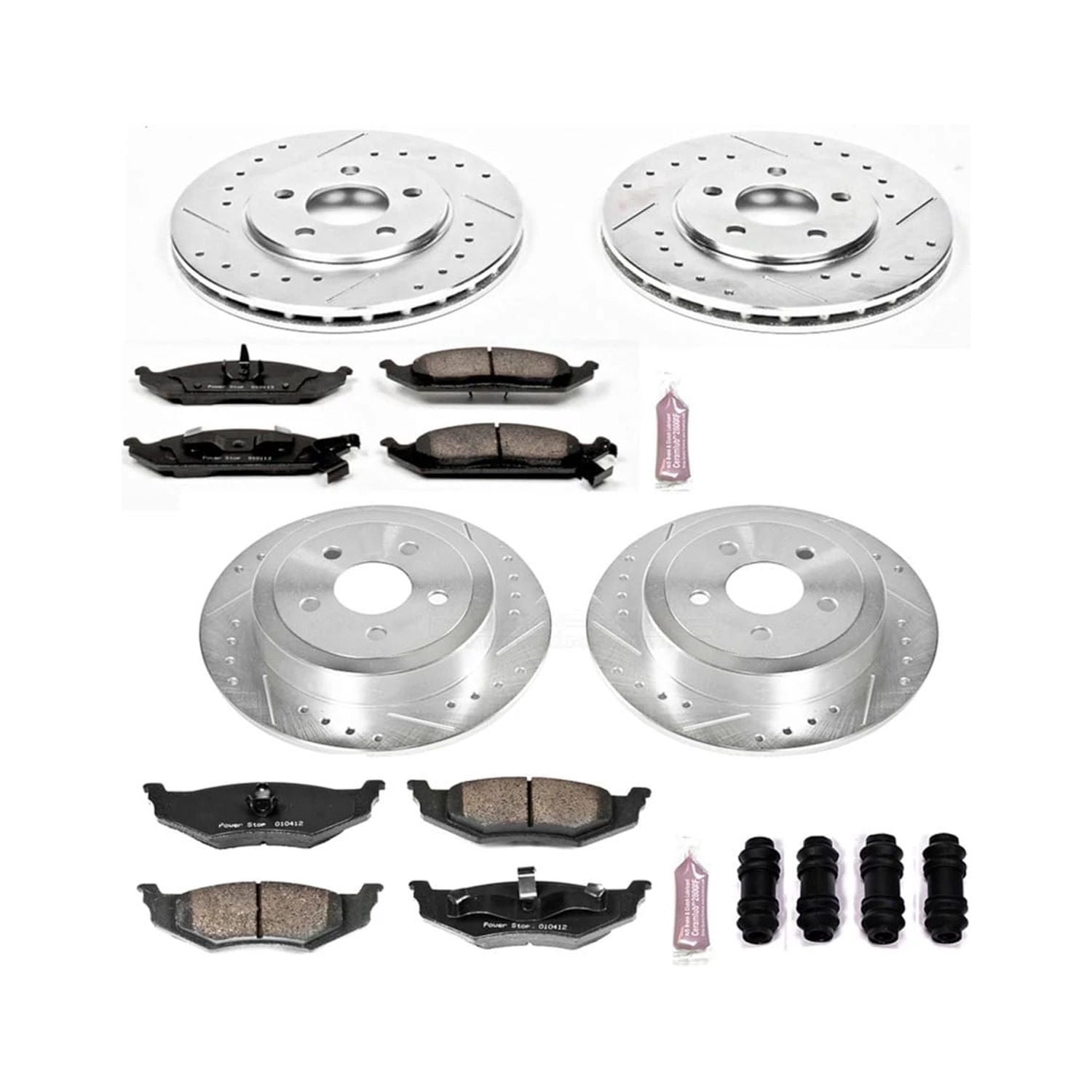 PowerStop Front and Rear Z23 Evolution Sport Carbon-Fiber Ceramic Brake Pad and Drilled & Slotted Rotor Kit Fits: CHRYSLER Select Models K6265