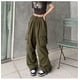 thumbnail image 5 of Pantalones de diseño con estilo de calle para mujer, holgados, rectos, de pierna ancha, con bolsillos grandes, informales, estilo retro, con tobillos atados a la moda, 5 of 6