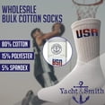 thumbnail image 5 of 36 Pairs White USA Yacht & Smith Mens Wholesale Bulk Cotton Socks, Athletic Sport Socks Shoe Size 10-13, 5 of 7