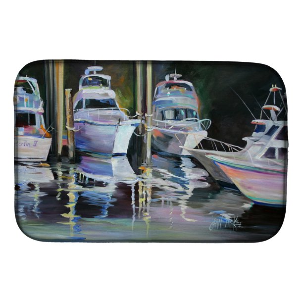Deep Sea Fishing Boats Dish Drying Mat