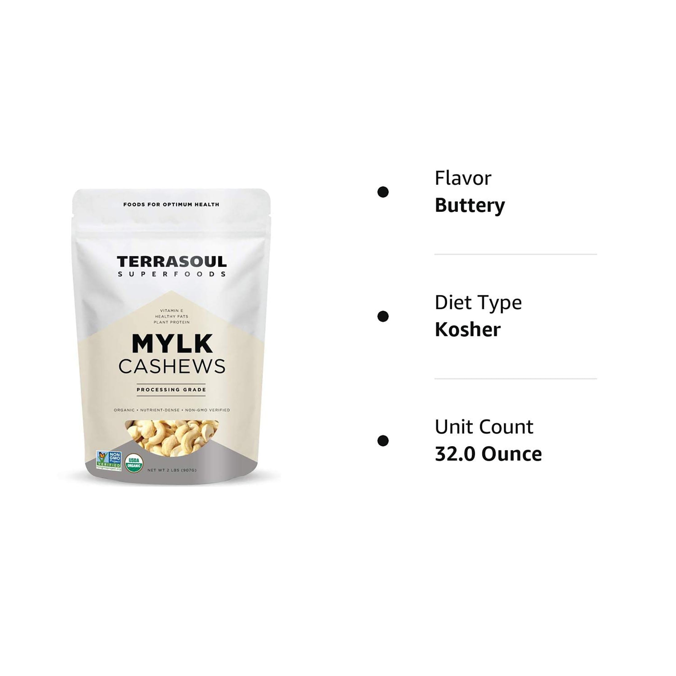 Terrasoul Superfoods Organic Raw Cashews (Mylk Grade), 6 Lbs (2 Lbs 3-Pack) - Great for Snacking, Desserts, Cashew Milk and Nut Butter Making