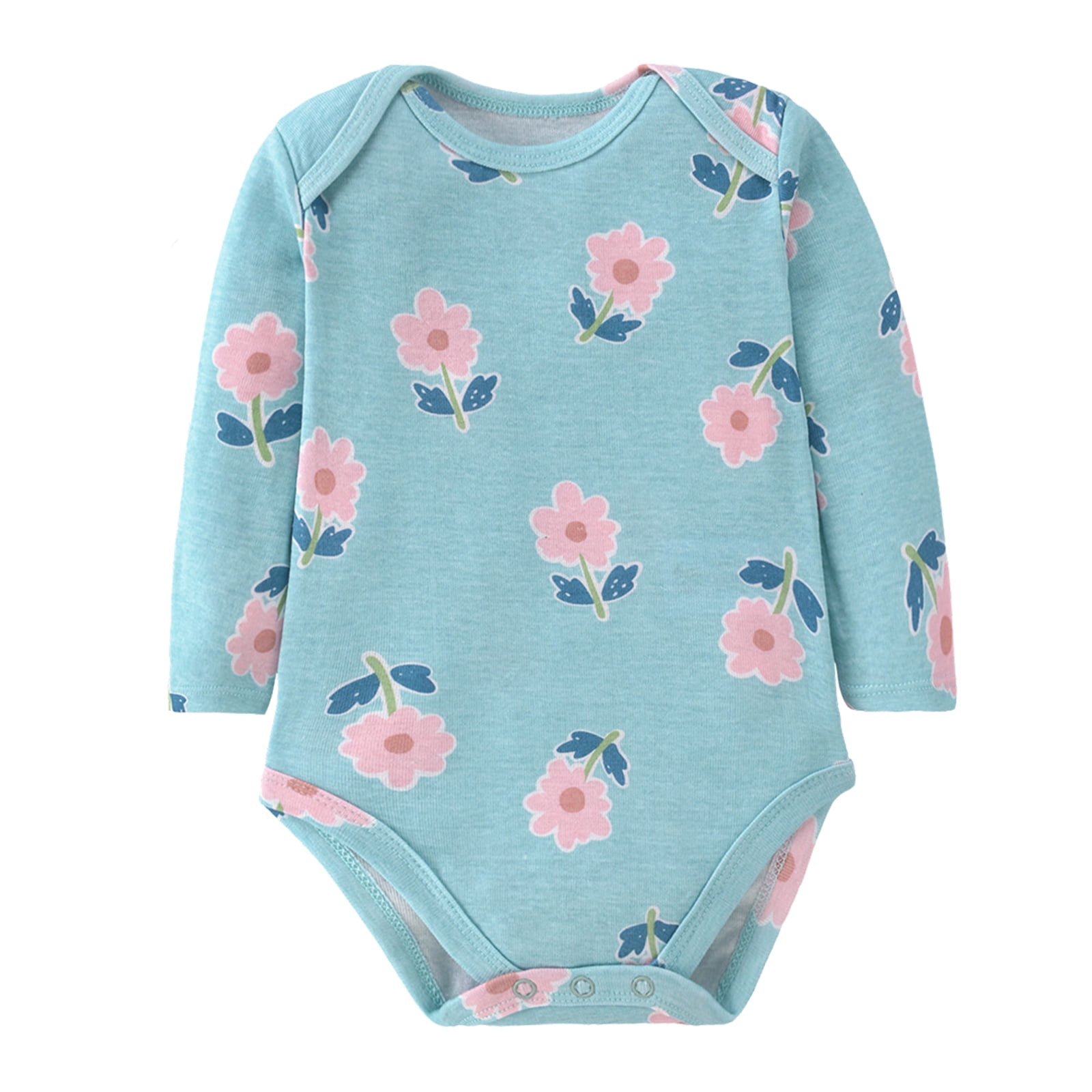 HWJAD Baby Girls' 3-Pack Long Sleeve Bodysuits One-piece 100% Organic Cotton for 0-24 Months Baby Girl