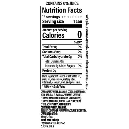 Pepsi Cola Zero Sugar Wild Cherry Soda Pop, 12 fl oz, 12 pack
