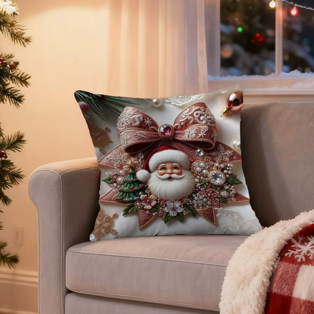 Decoraciones navideñas, adornos navideños, regalos navideños. Fundas de almohada navideñas de 45 x 45 cm. Fundas de almohada decorativas con tela suave y cremallera oculta para decoración del hogar. F