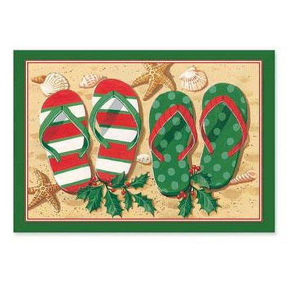Tropical Holiday Flip Flop Sandals 16 Christmas Boxed Greeting Cards