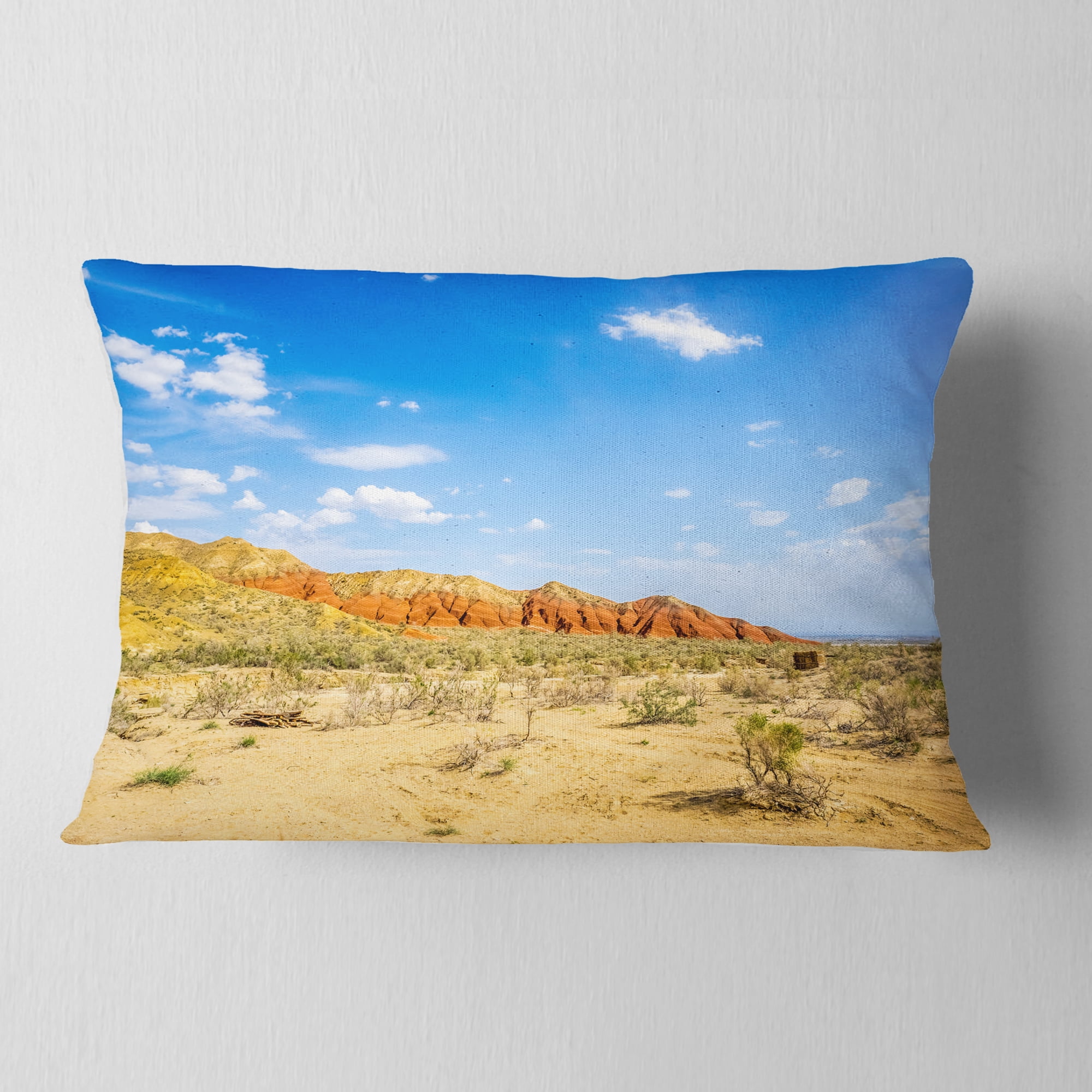 Designart Rocky Mountain in Desert - Landscape Photo Throw Pillow - 12x20