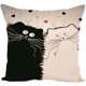 thumbnail image 4 of Juego de 4 Fundas de Almohada ZHAOCHENG de Algodón y Lino con Estampado de Gato Blanco y Negro 45 x 45 cm, 4 of 5