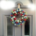 thumbnail image 6 of TERGAYEE Patriotic Red White Blue Flowers Wreath,Artificial Red White and Blue Wreath Memorial Day Flag Day Hanging Decorations Holiday Wreath Front Door Wall Window Home Decor, 6 of 6