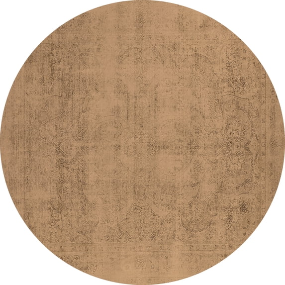 Ahgly Company Indoor Round Oriental Brown Industrial Area Rugs, 5' Round