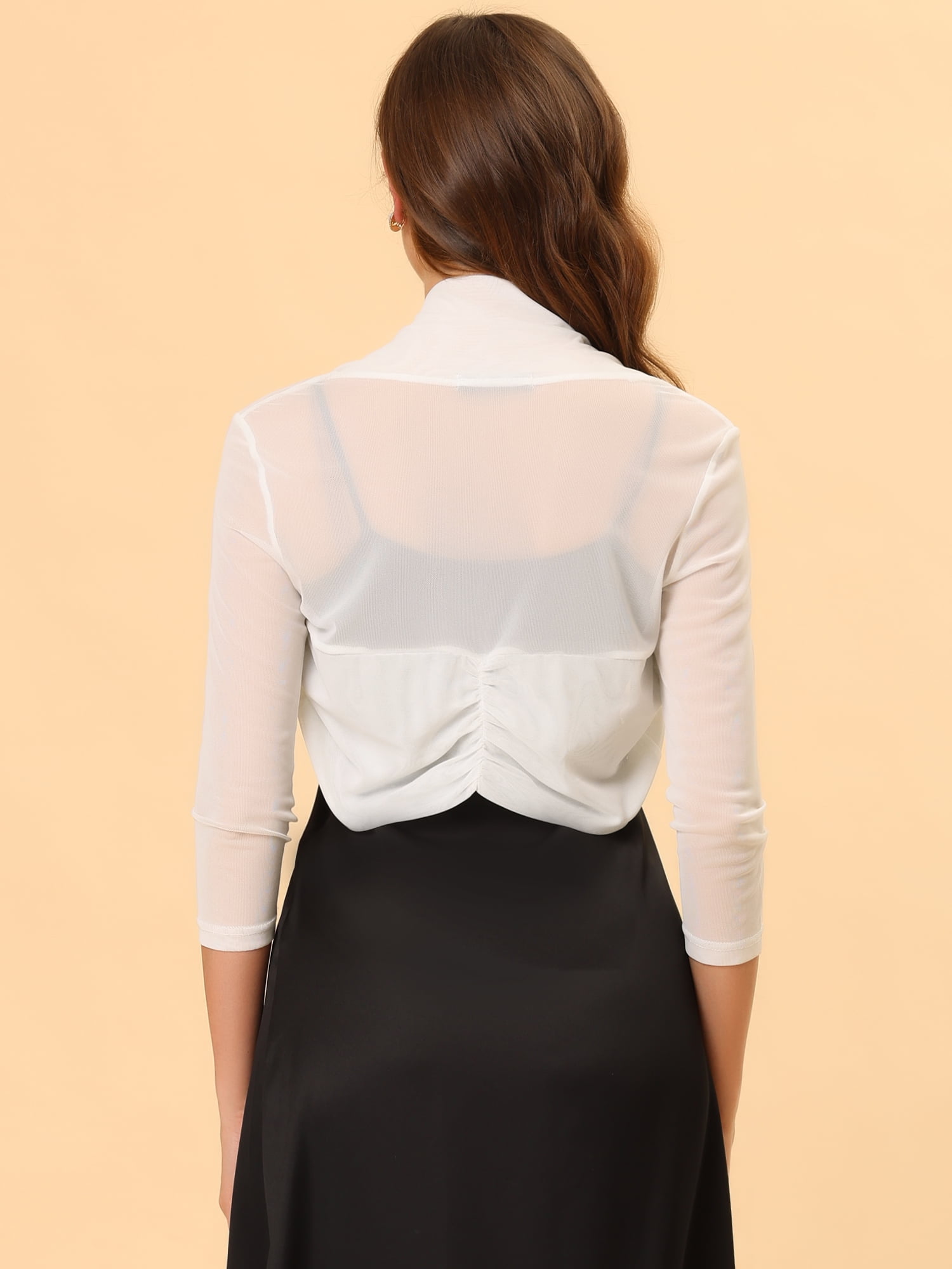 DARING DIVA Semi Sheer Elegant 3/4 Sleeves Blouse 3XL White