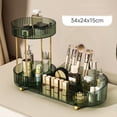 thumbnail image 4 of Organizador de Maquillaje Giratorio para Tocador, Organizador de 2 Niveles para Perfumes, Cosméticos y Cuidado de la Piel con Soporte Transparente para Brochas de Maquillaje., 4 of 5