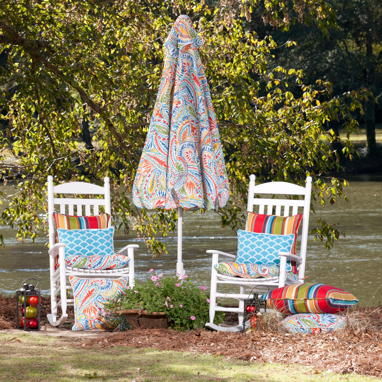 Pillow Perfect Ummi 9ft. Aluminum Patio Market Umbrella with Push