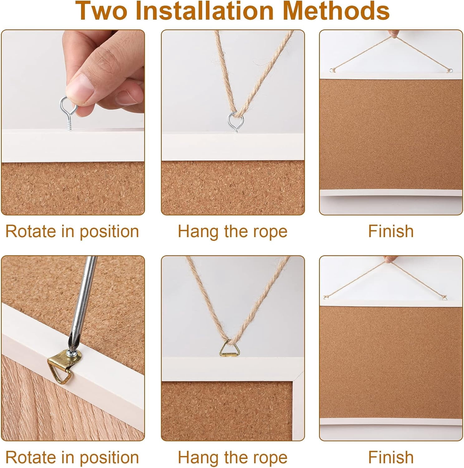 Cork Board Bulletin Board 15.7 x 12 Inches with Rectangle White Frame Hanging Pin for Office Home Message Board or Vision Board Decoration