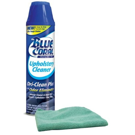 Blue Coral Dri-Clean Plus Carpet & Upholstery Cleaner (22.8 oz) Bundle with Microfiber Cloth (2 (Best Upholstery Cleaner For Microfiber Couch)