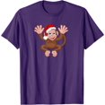 thumbnail image 1 of Fun Monkey Wearing Xmas Hat Cute Animal Cartoon Character T-Shirt, 1 of 1