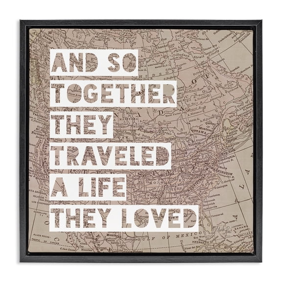 Stupell Industries Eclectic Together They Traveled Black Floating Frame Canvas Art, 18 x 18, by Marla Rae