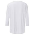 thumbnail image 4 of asdoklhq Christmas Sweaters for Women Ladies' Casual Christmas Print Round Neck Three Quarter Sleeve 3/4 Sleeve T-shirt Loose Top White 2X, 4 of 5