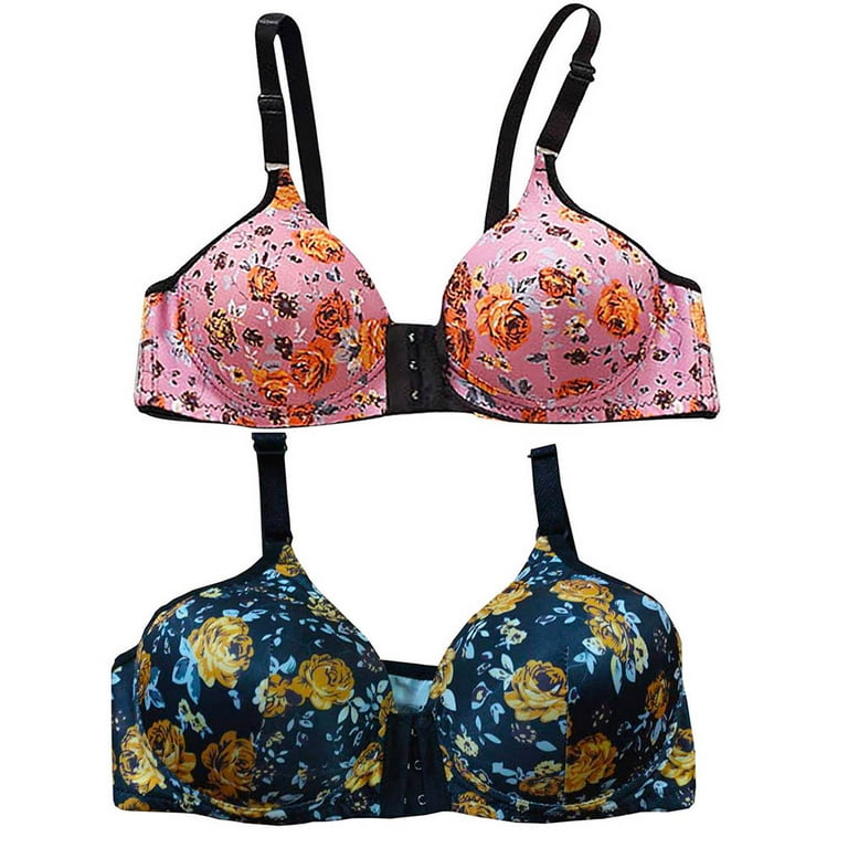 Frostluinai Summer Saving Clearance bras for women no underwire Women's  Plus Size Bra Post-Surgery Bra Front Closure Brassiere Floral Printed Bra