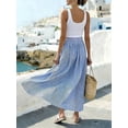thumbnail image 2 of Womens Blue And White Striped A-Line Front Button Maxi Skirt, 2 of 6