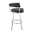 thumbnail image 3 of Magnolia 26" Swivel Counter Stool in Brushed Stainless Steel with Black Faux Leather, 3 of 6