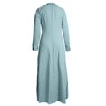 thumbnail image 3 of Women Solid Casual Tie Waist Long Sleeve Deep V Neck Dress Casual Maxi Dress for Women Dresses for Casual Dresses for Beaches Shirt Dress Women plus Size Summer Dress for Women Casual Maxi Dresses for, 3 of 4