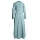 thumbnail image 4 of Vestido liso de mujer con cinturón, manga larga y escote en V profundo, poliéster y spandex, estilo informal y elegante, tallas S-XXXL, 4 of 5