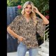 thumbnail image 5 of Blusas de Mujer con Mangas 3/4 y Cuello en V Holgado con Estampado de Pétalos de , Blusas de Trabajo de Negocios Estampado de Leopardo XL, 5 of 7