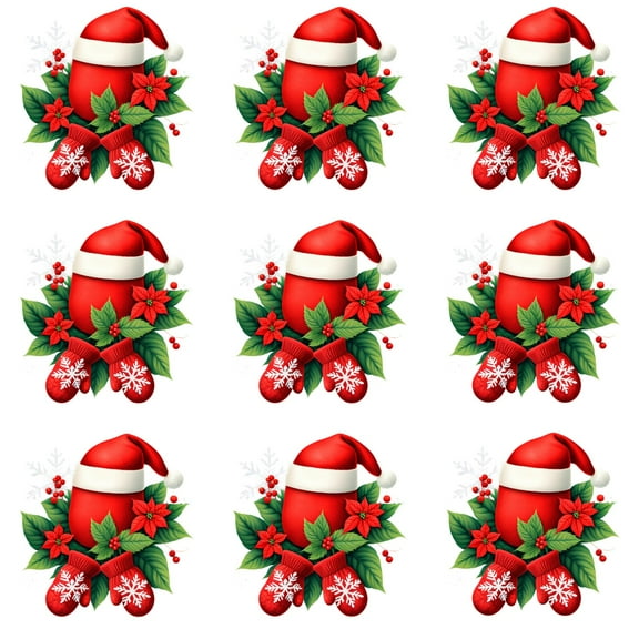 9PCS  ironing applique patch,  Christmas Bell Wreath Pattern Print Design , Easy Heat Transfer for Clothing, T-Shirts, Jeans, Backpacks, Hats & Pillows