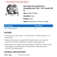 thumbnail image 2 of Rear Brake Pad and Rotor Kit - Compatible with 1990 - 1991 Honda CRX Si, 2 of 2