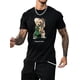 thumbnail image 1 of Camiseta de verano para hombre, cuello redondo, manga corta, holgada y cómoda, con estampado retro informal de un solo lado. Camiseta informal y moderna con estampado de oso peculiar en el bolsillo. L, 1 of 6