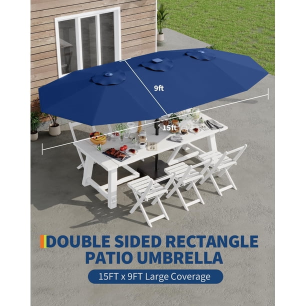 15 foot rectangular patio umbrella TheLAShop 15'x9' Color Options comfortable shaded area with the SEEUTEK 15 ft Rectangular Patio Umbrella ABCCANOPY 15FT Double Sided Pool