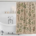 thumbnail image 2 of Vintage Botanical Shower Curtain Set - 72" x 78" Washable Bathtub Curtain with 12 Hooks, Country Herbs Leaves Plants Flowers Brown Waterproof Fabric Stall Shower Curtains for Bathroom/Bathtub Décor, 2 of 6