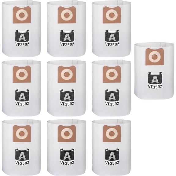 10 Pack VF3502 Dust Bags Compatible with Ridgid 12-16 Gallon Wet Dry Vacuum WD1950 WD1956 WD1850 WD1851 RV2400HF WD1450 WD1680 WD1270 Part 23743