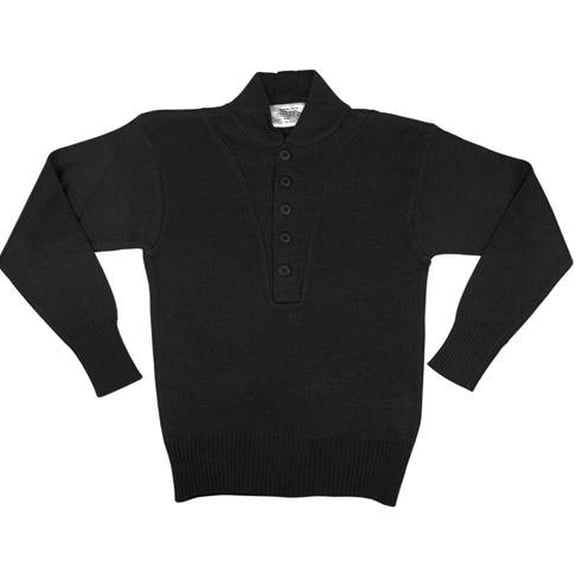 Rothco 6545 Men G.I. Style 5-Button Long Sleeve Sweater Shirt, Black - Medium