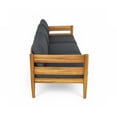thumbnail image 5 of Christopher Knight Home Patio 3 Seater Sofa, Solid Wood Frame with Cushions, Dark Grey, 5 of 6