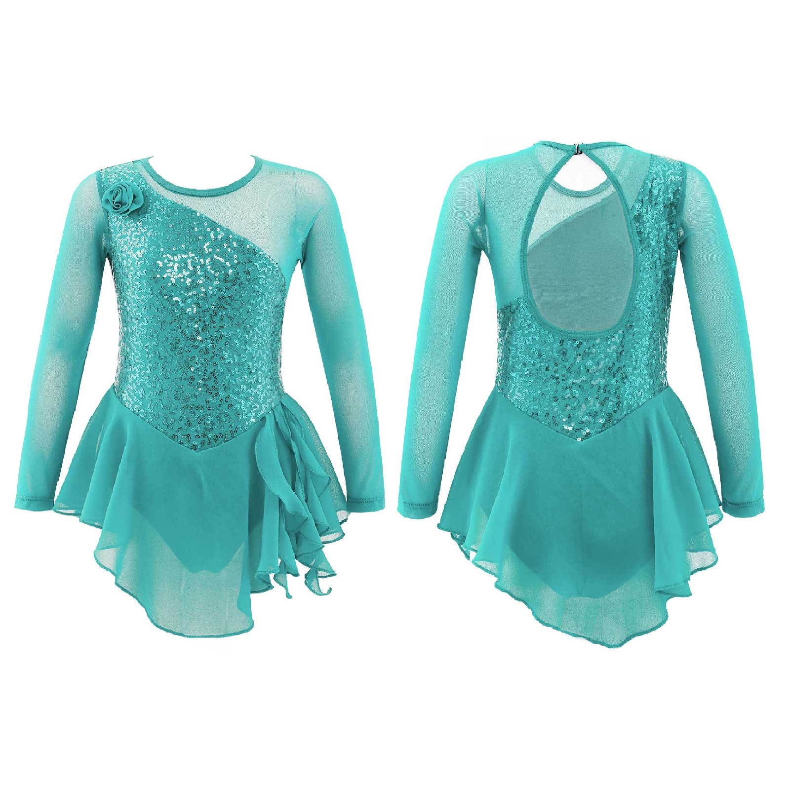 Aislor Kid Girls Mesh Long Sleeves Ballet Dance Leotard Gymnastic