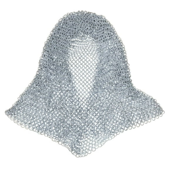 Medieval Chainmail Coif Knights Costume Hood Chain Mail Hood V Neck Iron Steel Chain mail Coif