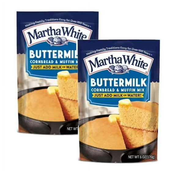 Martha White Buttermilk Cornbread and Muffin Mix, 6 Oz Pouch (2 pack)