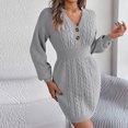 thumbnail image 1 of FcBaudy Robe à Manches Longues Col en V, Robes d'Été pour Femmes, Robes Mode Décontractées à Manches Longues Col en V Boutons Robes de Sortie Solides Robe pour Femmes, 1 of 8