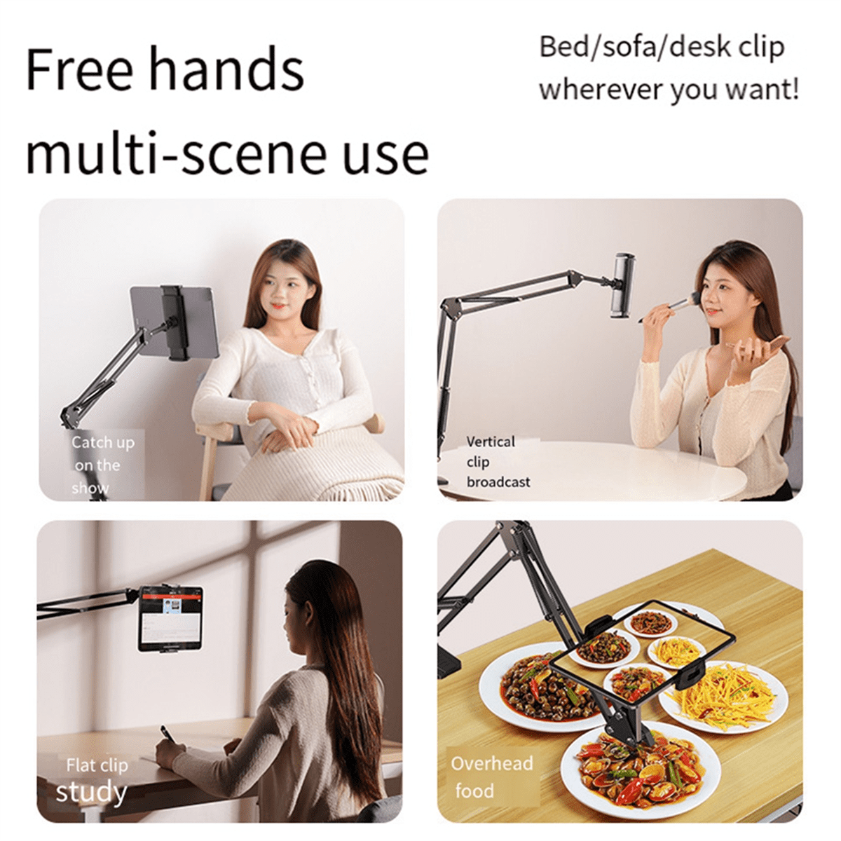 Mobile Phone Lazy Stand 360° Adjustable Bedside Tablet Holde 4-12.9Inches Mobile Phones Tablets Lazy Arm