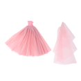 thumbnail image 1 of Nuevo traje de ropa para muñecas calientes, vestido de tubo, , vestido , vestido y velo para muñeca rosa 1/6 Baoblaze muñeca tubo superior vestido de velo, 1 of 8