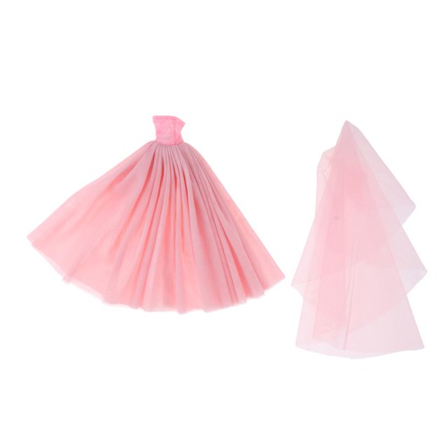 Nuevo traje de ropa para muñecas calientes, vestido de tubo, , vestido , vestido y velo para muñeca rosa 1/6 Baoblaze muñeca tubo superior vestido de velo