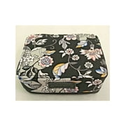 VERA BRADLEY Women's Black Floral Travel Pill Case Strapless Vanity Case