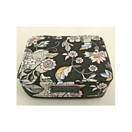 VERA BRADLEY Women's Black Floral Travel Pill Case Strapless Vanity Case