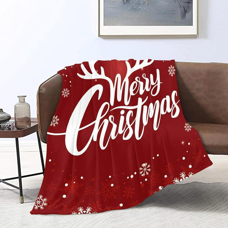 Christmas Blanket Christmas Bedding Red Xmas Snowflakes Elk
