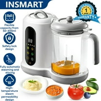 INSMART Baby Food Maker Steamer and Blender,One Step Baby Food Processor Steamer Puree Blender,Touch Screen Control,for Fruit,Vegetable,Meat,BPA-Free,450W,2-14oz,White