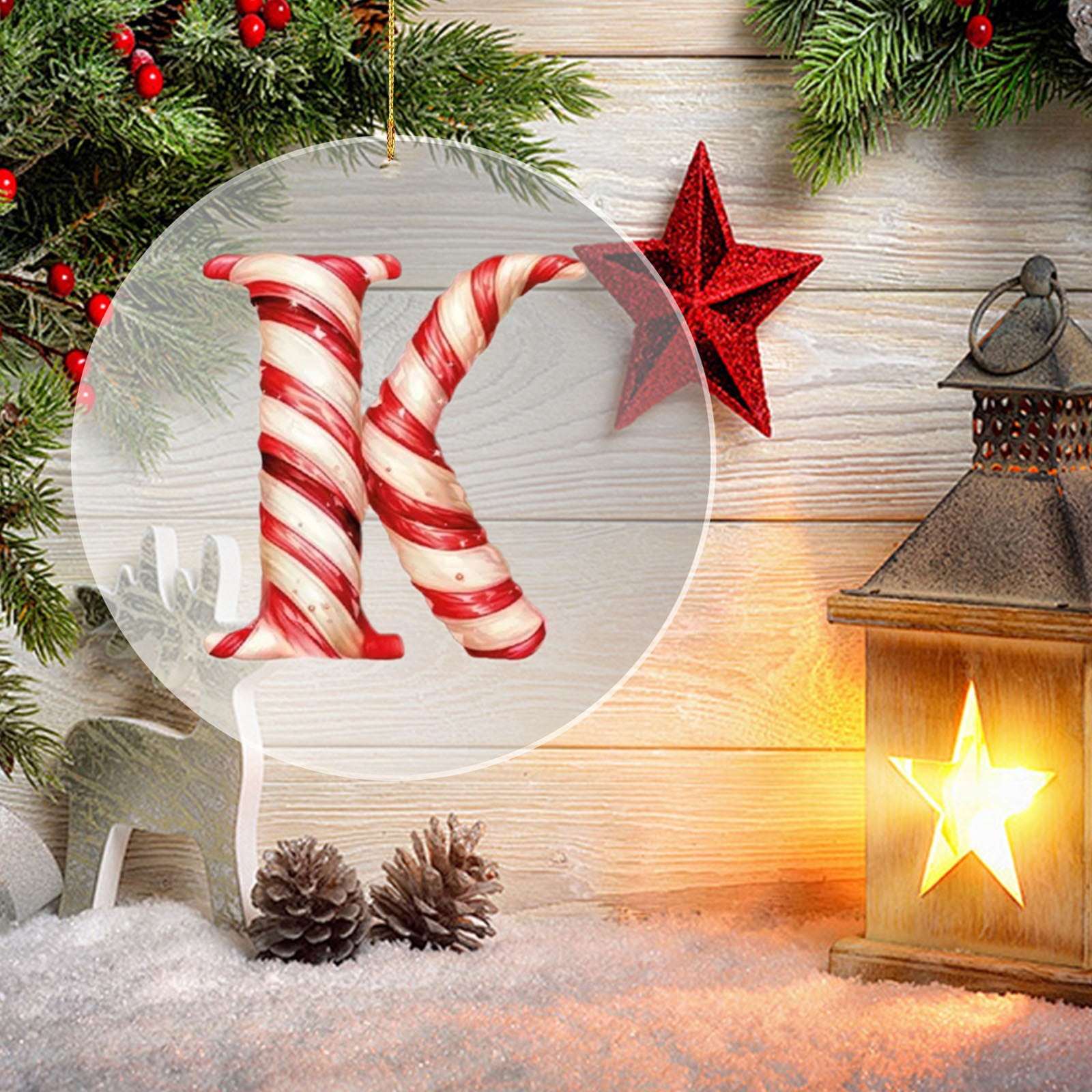 激レア❤クリスマス Kcavykas Gifts Christmas Decor 26-Letter Ornament Set | Candy Cane