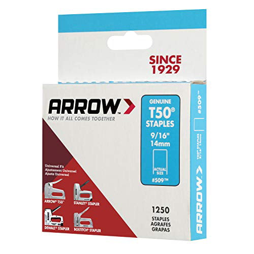 Genuine Arrow Staples T50  1/4" 1,250 Box #509  MADE IN USA 